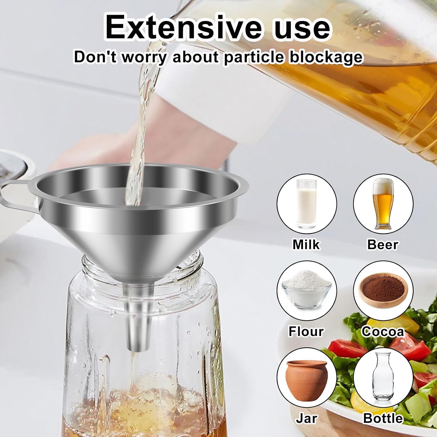 2027 Stainless Steel Filter Funnel,7 Pack Funnel Set
