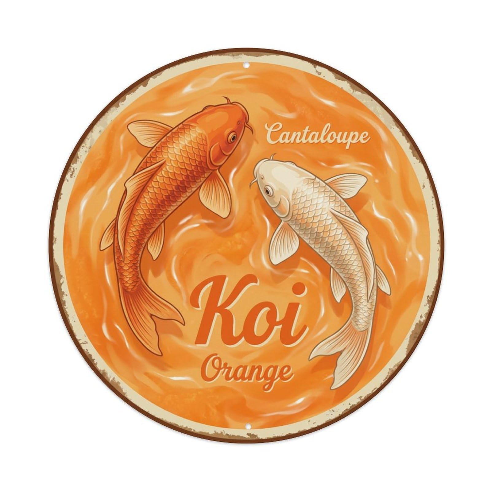 Koi Fish Cantaloupe Orange Waters Sweet Fresh Bright Juicy Metal Tin Sign