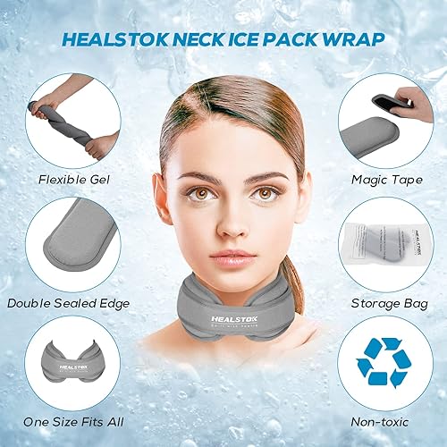 Miniatura 4 de Envoltura de hielo para el cuello, bolsa de hielo cervical, compresas cervicales para lesiones en el cuello, terapia fría reutilizable y caliente,