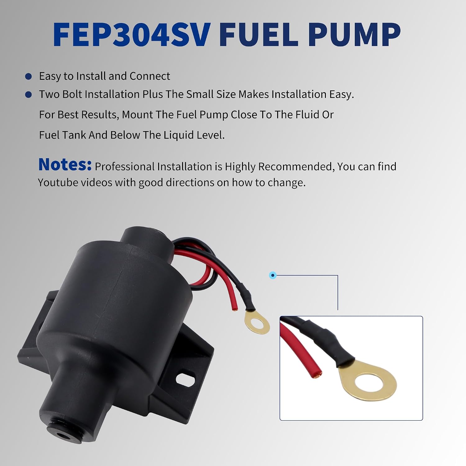 FEP304SV Posi-Flo 12 Volt Fuel Pump Kit Fit for Posi-Flow 1/8-27 NPTF Ports and 1 to 2 psi Maximum Pressure, Low Pressure Fuel Pumps for Gasoline, Diesel, Biodiesel, E85, Blended Alcohol