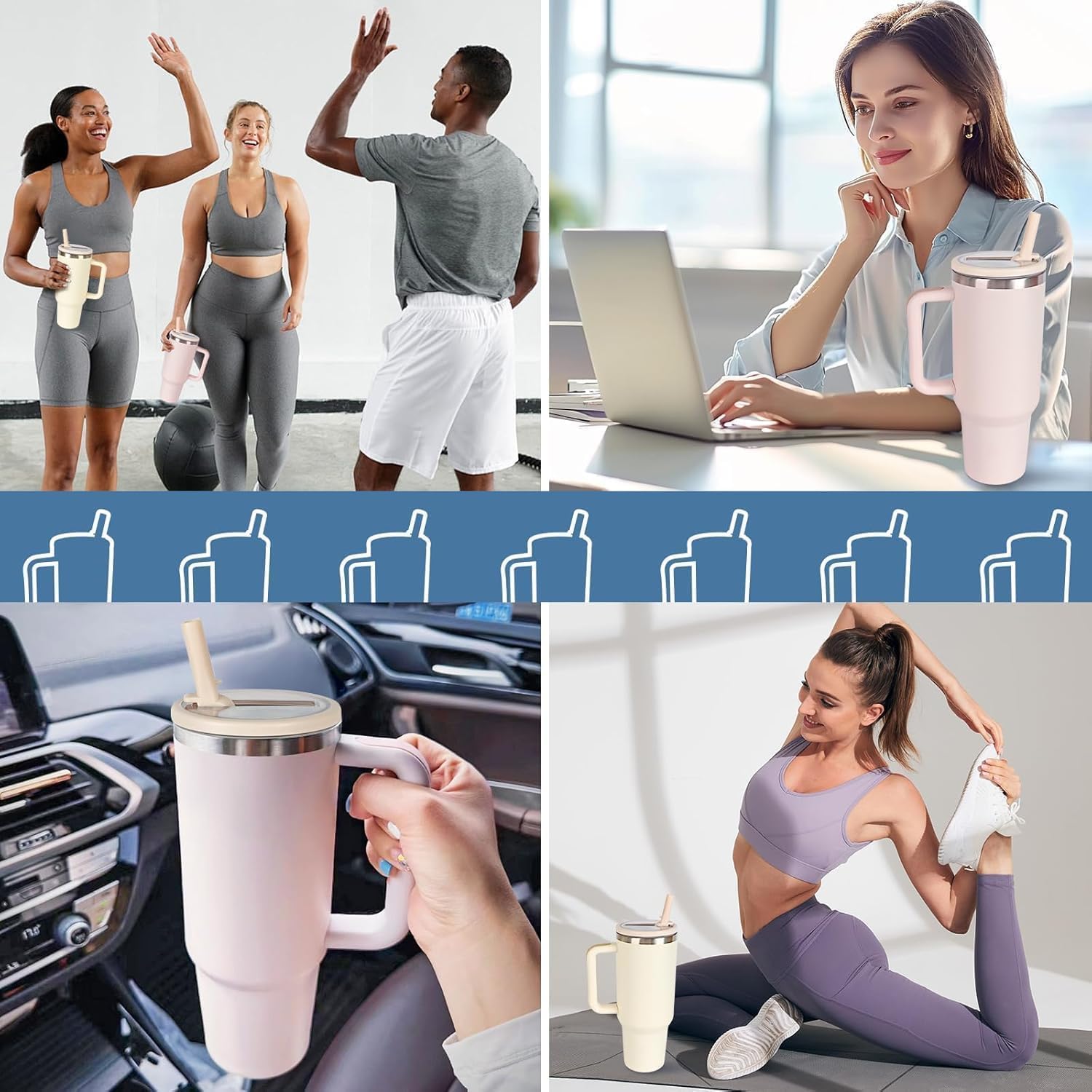 Flip Straw Lid Compatible with Stanley Cup Reusable Lid Spill Proof Tumbler Cover Compatible with Stanley Cup Leak Proof Quencher Straw Cover for 40 Oz Tumbler-2 Pack - Image 7