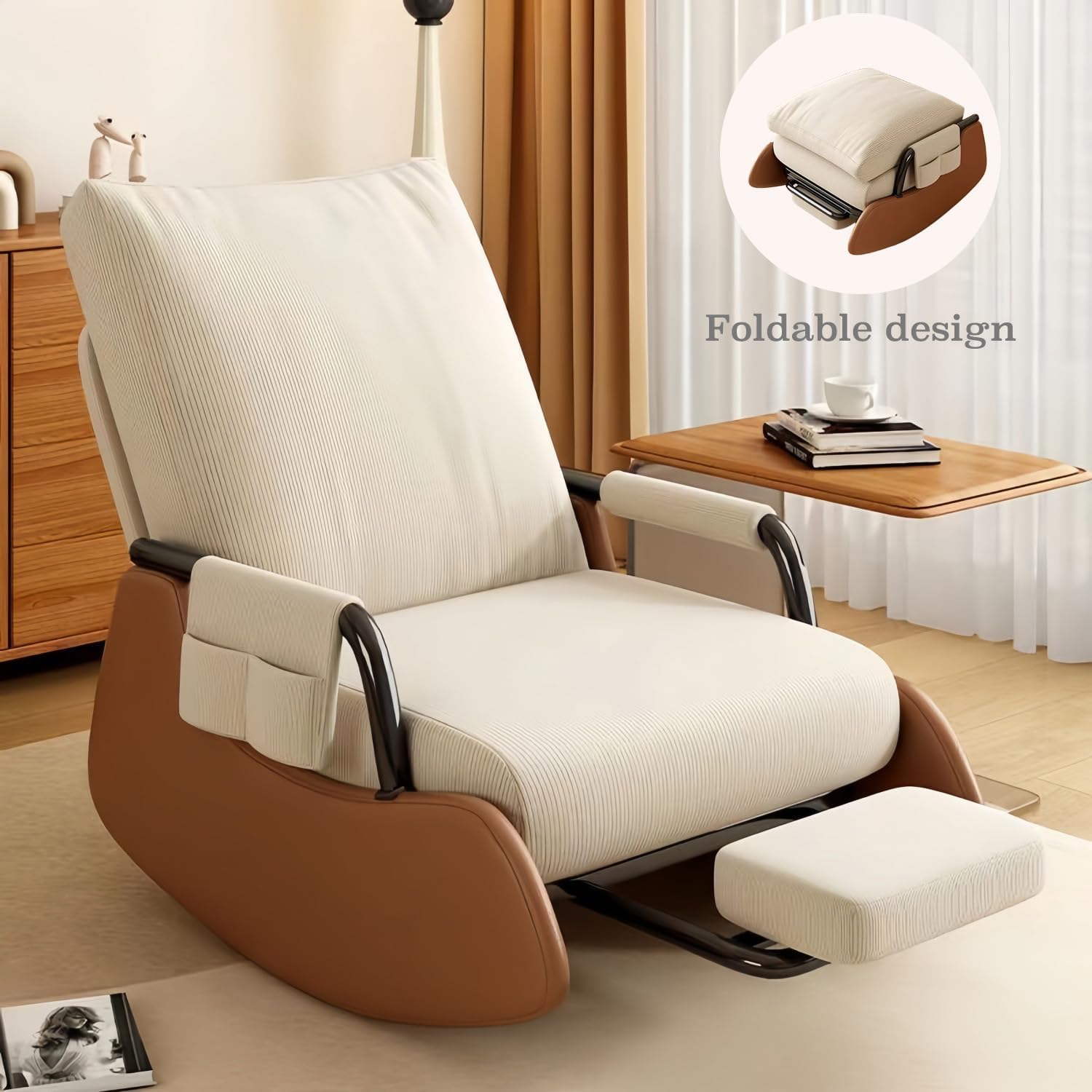 Multi-functional Rocking Chair Nursery Living Room Bedroom Office Use Adjustable Folding Design