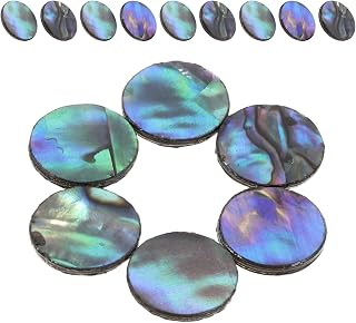 15Pcs Natural Abalone Shell Round Flat Coin Beads & Polished Seashell Beads for Jewelry Making DIY Bracelet Necklace Earrings