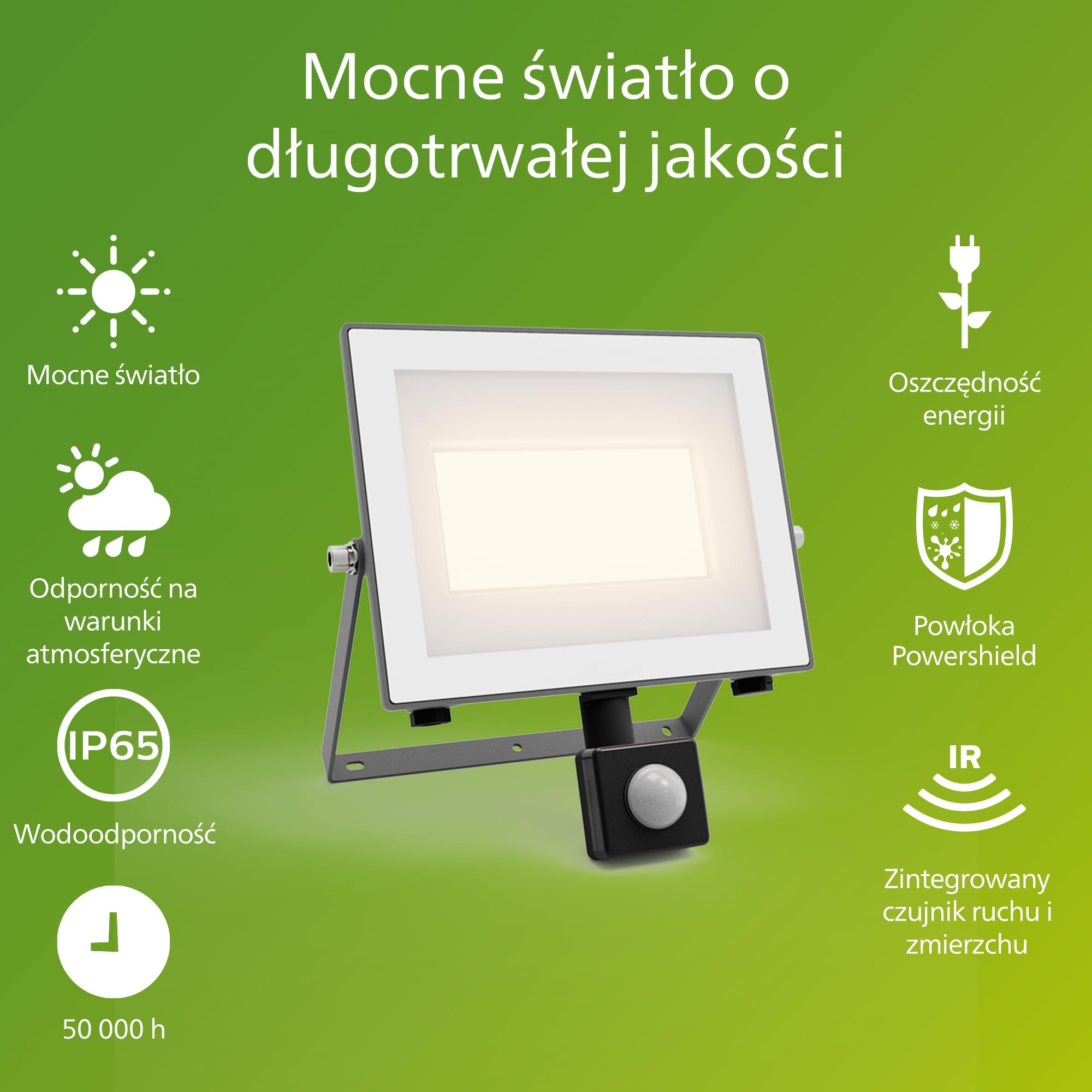 Philips Lois UltraEfficient Zewnętrzna Lampa Floodlight z Czujnikiem, 24 W, 3000 K, Antracytowa