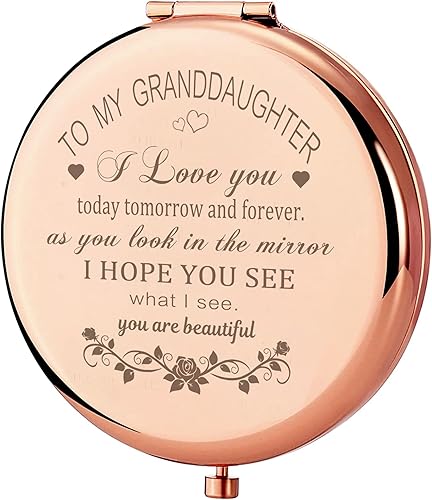 GAOLZIUY Espejo compacto de maquillaje para nieta, regalos para nieta de la abuela y el abuelo, regalos de cumpleaños de Navidad para nietas adultas