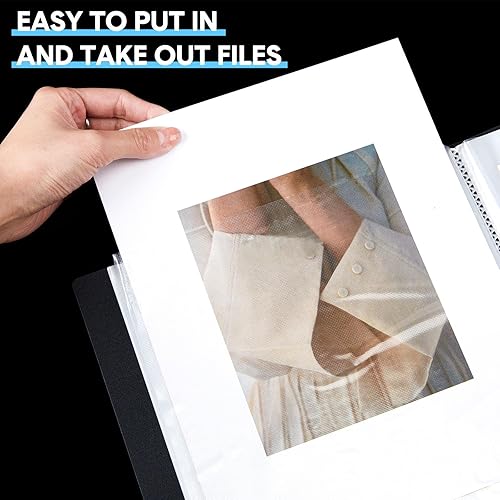 Miniatura 4 de Outus 12 carpetas de arte de 9 x 12 pulgadas, 30 bolsillos, carpetas de arte con fundas de plástico transparente, libro de presentación con