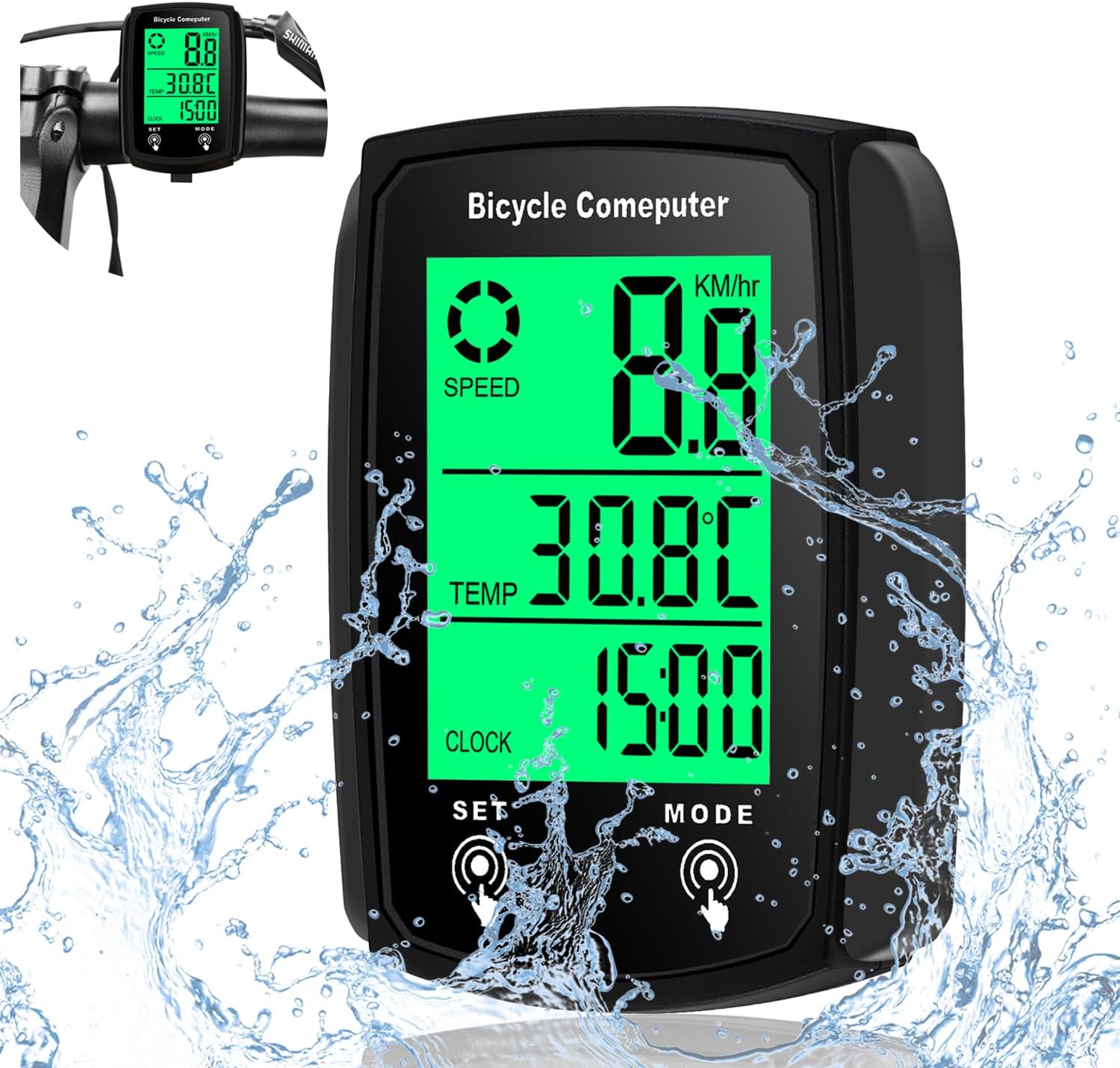SULIVES Bike Computer - 19 Functions IP54 Waterproof - GPS Speedometer, Backlit Touch Screen - Cycling Computers - Universal Cycle Computer for Bikes