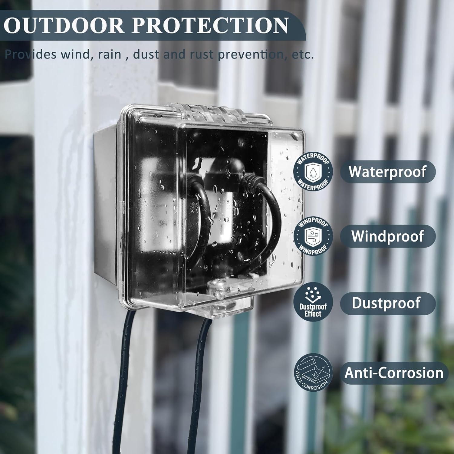 Universal Weatherproof Electrical Outlet Cover Kit with Lock,Outdoor Socket Cover Box with 2 pack 15 Amp TR Self Test GFCI Kit, Baby Proof Outlet Lock Box for Outdoor in-Use, 2-Gang