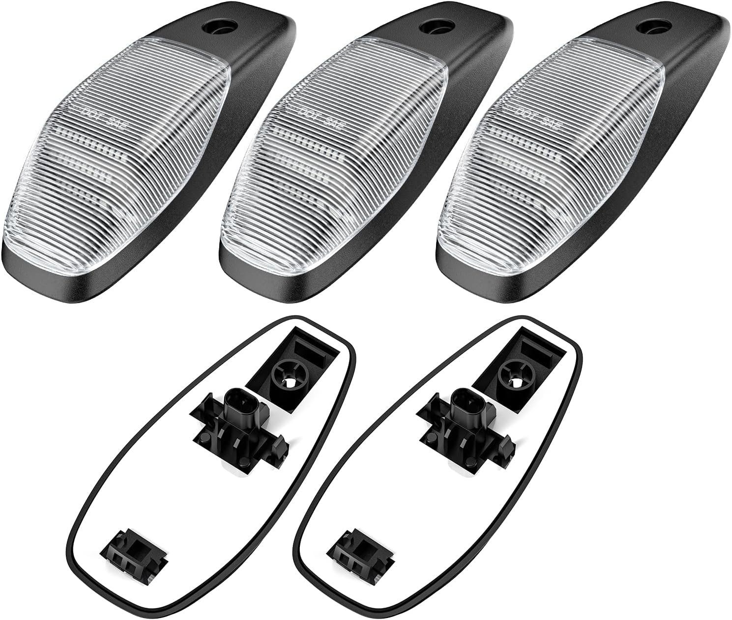 White LED Cab Lights Replacement for 2019-2024 Ram 2500 3500 4500 5500 Ram 1500 2500 3500 Clear Top Cab Roof Clearance Lights for Ram Trucks