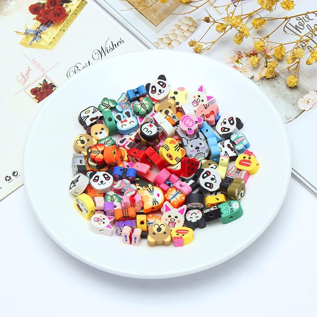 200 PCS Colorful Animal Mixed Polymer Clay Soft DIY Beads for Jewelry Making - 10mm - Image 5