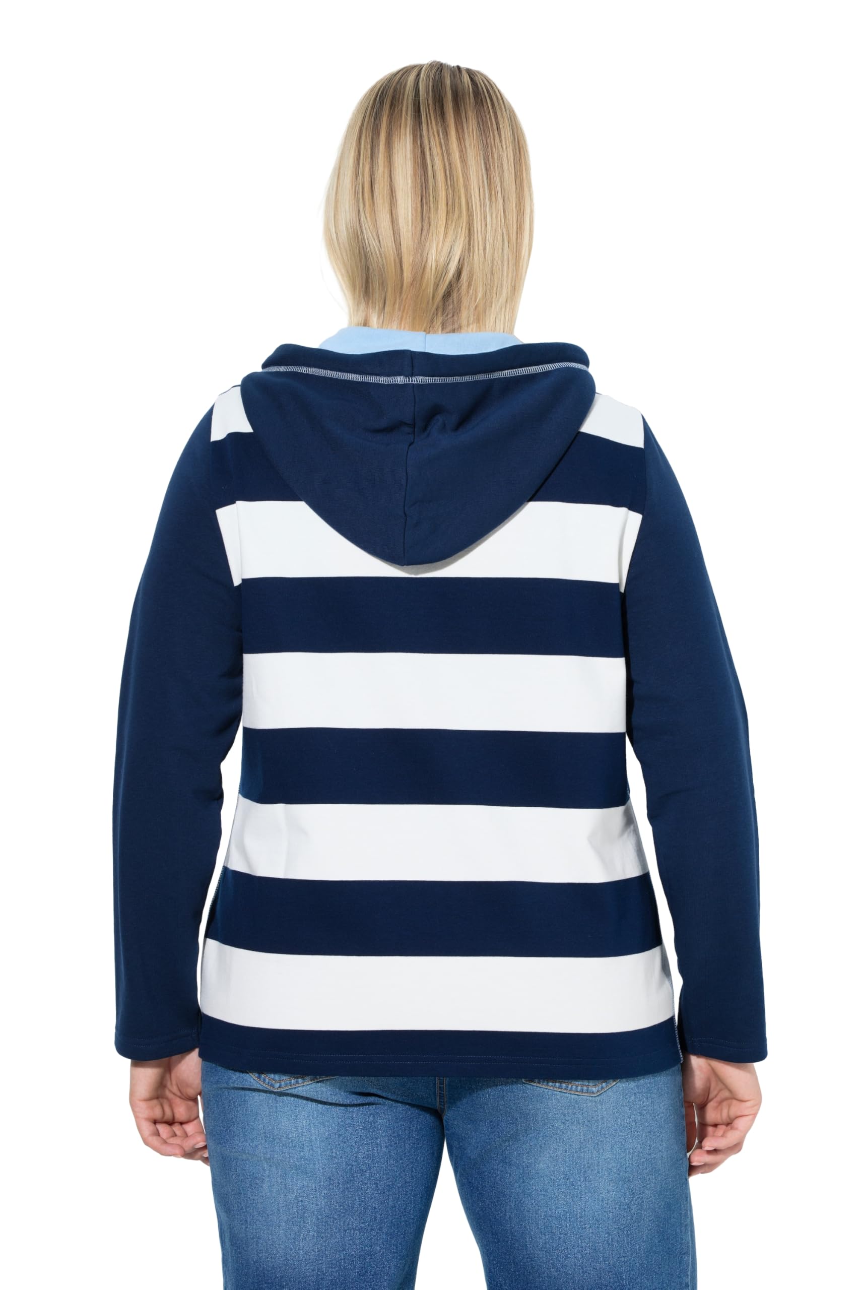 Ulla Popken Damen große Größen Übergrößen Plus Size Sweatjacke, Streifen, Kapuze, Langarm 845806