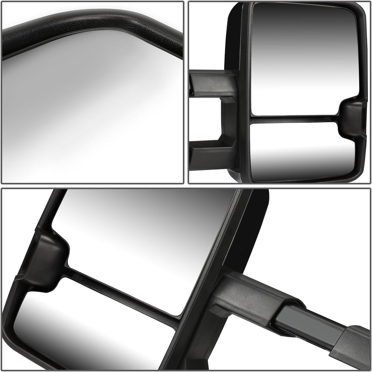 Auto Dynasty Pair Chrome Powered Glass Telescoping Amber LED Turn Signal Light Tow Mirrors Compatible with Chevy/GMC C/K 88-02