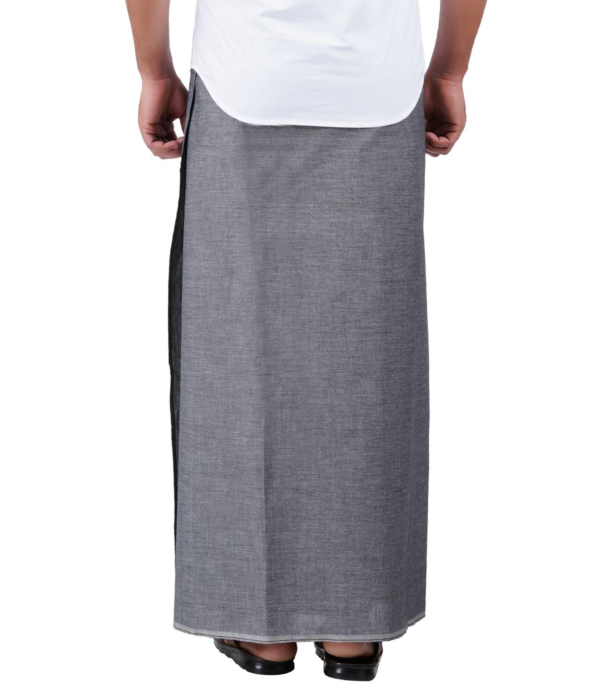 Prakasam Cotton Mens Premium Kfc Plain Welcro Pocket Dhoti (Kfc-Pln-Black)