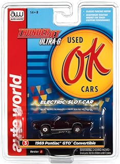 Auto World Thunderjet OK Used Cars 1969 Pontiac GTO Convertible (Burgundy) HO Scale Slot Car