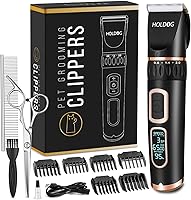 HOLDOG Professional Dog Clippers: 3-Speed Low Noise Rechargeable Cordless Heavy Duty Grooming Kit for Dogs Cats Thick Coats