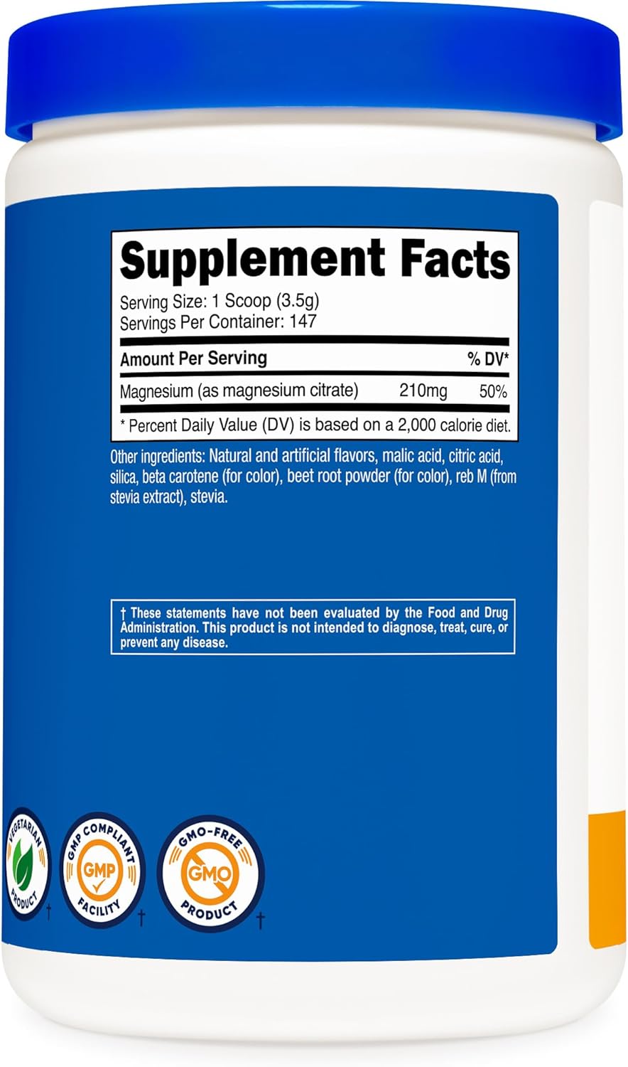 Nutricost Magnesium Citrate Powder (Peach Mango, 500 Gram)
