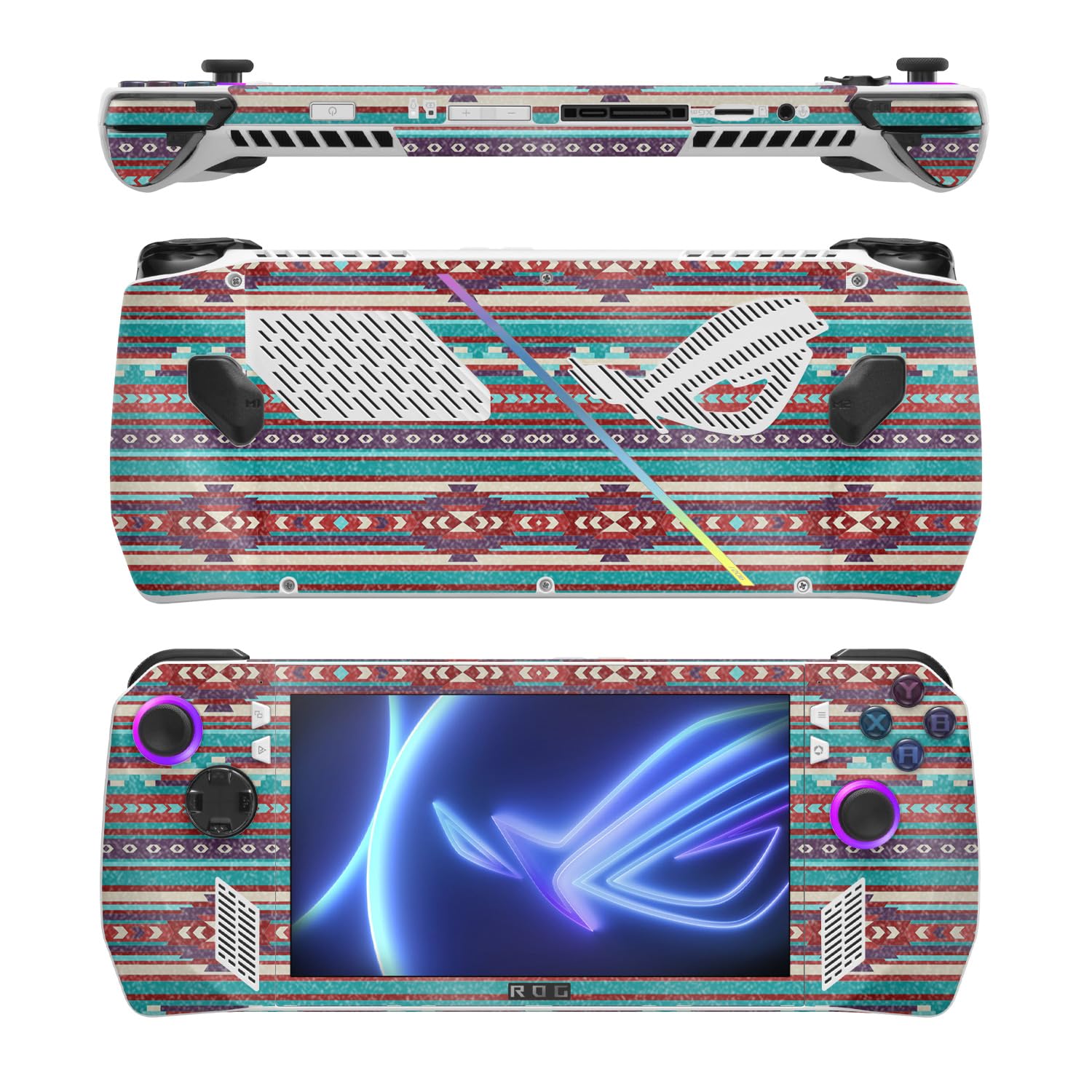MightySkins Glossy Glitter Skin Compatible with Asus ROG Ally - Southwest Stripes | Protective, Durable High-Gloss Glitter Finish | Easy to Apply