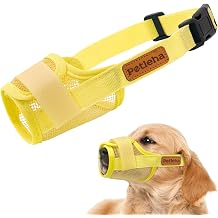 Coppthinktu Soft Dog Muzzle, Breathable Mesh Muzzle for Small Medium Large Sized Dog Mouth Cover, Adjustable Muzzles to Prevent Biting Barking Dogs Mouth Cover Allows Drinking Yellow S