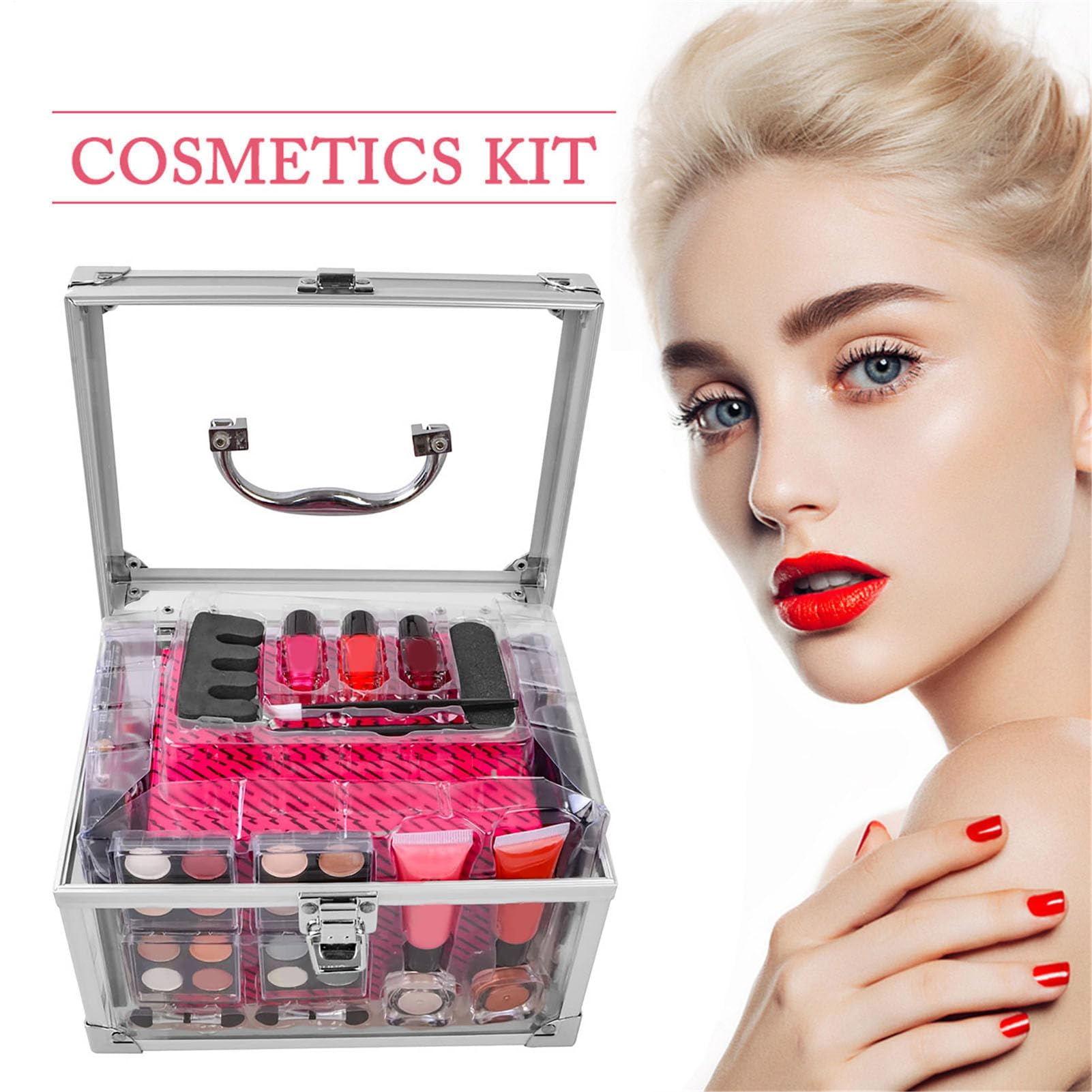 Juegos De Maquillaje Para Mujeres Estuche De Maquillaje De Viaje Portátil | Paleta De Contorno, Rubor Y Pinceles Con Estuche Para Adolescentes Y Jóvenes En Eventos Diarios, Bodas Y Teatro