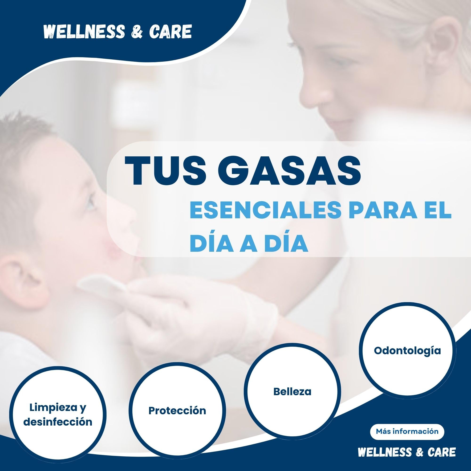 Pack de 200 gasas de máxima calidad y absorción, gasas de 4 capas no tejidas para cura de heridas, desinfección de la piel, aplicación de cremas, limpieza de material. fabricación europea