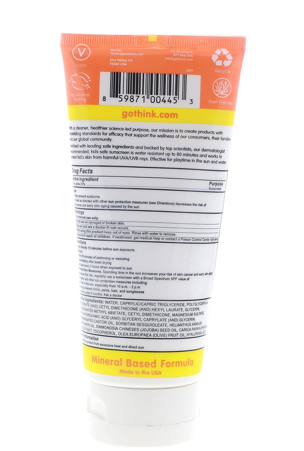 Thinksport Kids Sunscreen 6OZ.