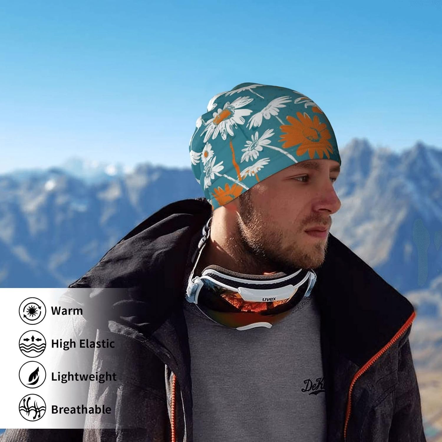 Winter Neck Warmer for Men Women, White Daisy Neck Gaiter UV Sun Protection Face Mask Windproof Cold Weather Face Cover Thermal Ski Mask Scarf for Outdoor Sports Bandana