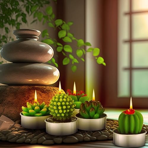 Miniatura 3 de MTLEE 24 juegos de velas de cactus suculentas, velas perfumadas de cactus, velas decorativas de mini plantas, velas de baby shower, regalos con