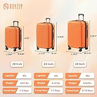 Amazon.com | AnyZip Expandable Luggage, 24 Inch Hard Shell Checked
