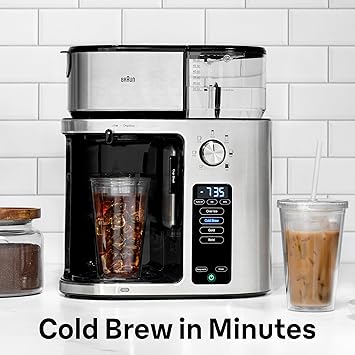 Braun MultiServe Plus 10-Cup Drip Coffee Maker - Hot & Cold Multi-Serve Brewer with Programmable Timer and Auto Start, Over Ice Function, Stainless Steel & Pod-Free Design, KF9270SI