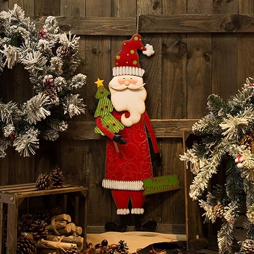 Miniatura 3 de glitzhome Estacas de jardín de Papá Noel de 36 pulgadas de alto, letrero de metal para jardín, adornos de Navidad, estacas de patio, decoración de