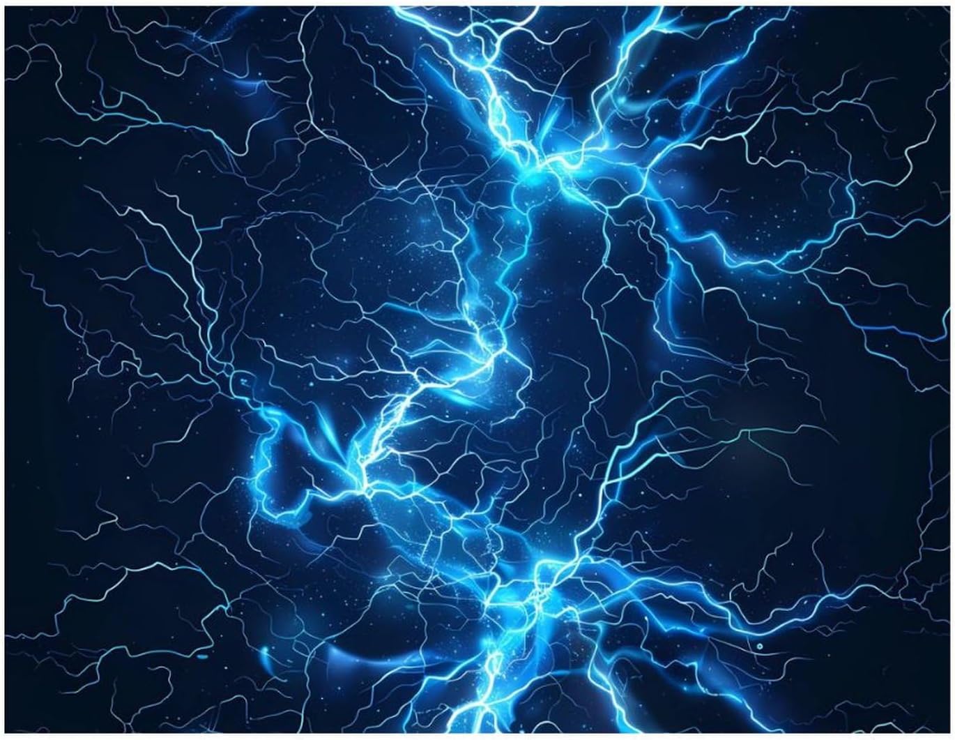 Glowing Blue Thunder Printed Diamond 5D Painting Kit 16x20in DIY Full Drill Craft with Tools for Home Wall Decor Gift White Wood 50 * 40cm