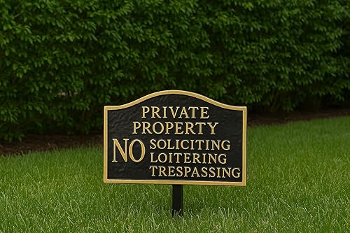 Miniatura 4 de Placa de declaración de propiedad privada No Soliciting No Loitering - Placa de visualización de pared o césped - Señal de advertencia comercial -