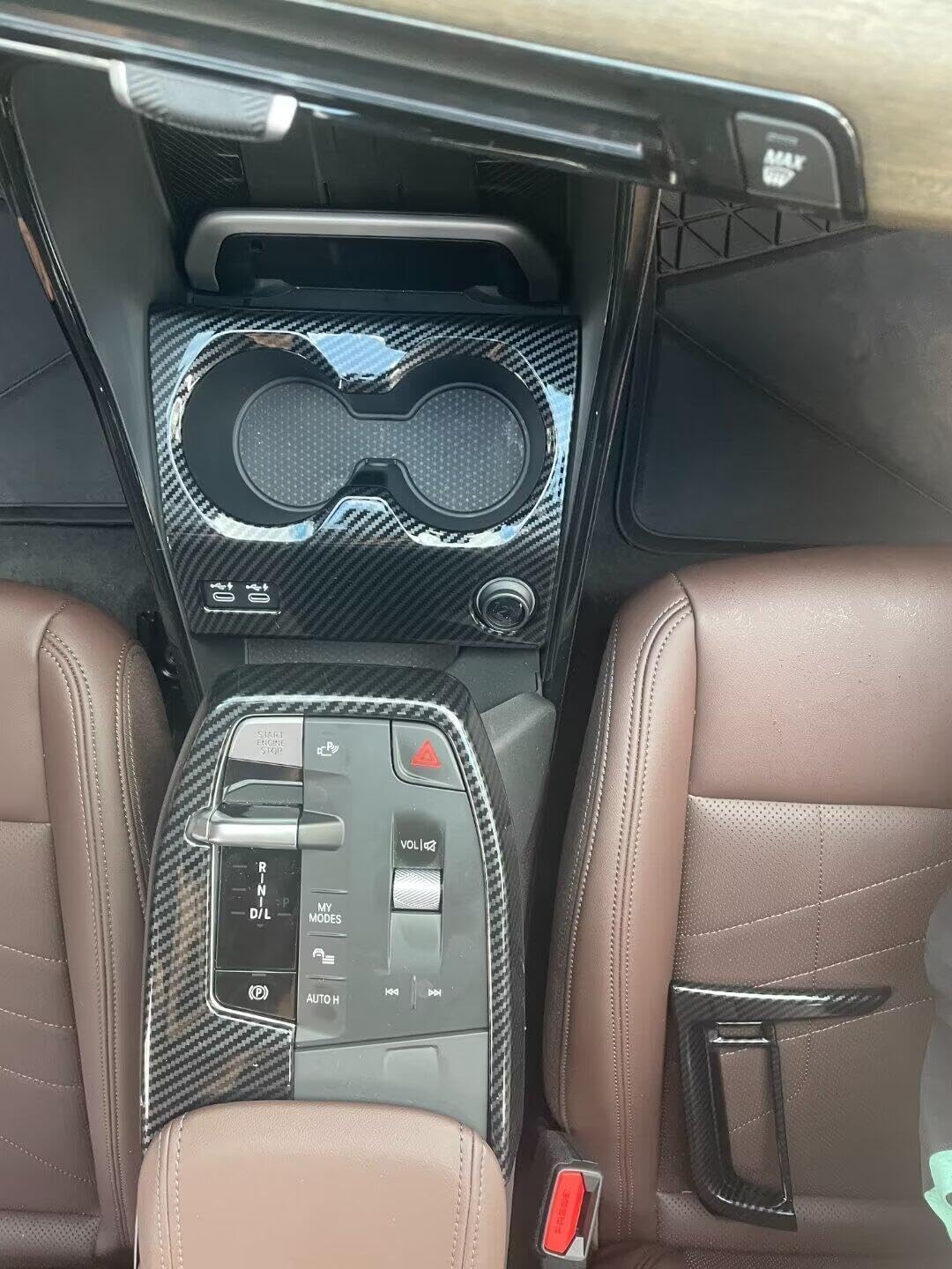 Car Gear Shift Knob Panel for BMW X1 2023 2024 2025 Accessories, Interior Trim Central Consoles Boots Knobs Cover Frame