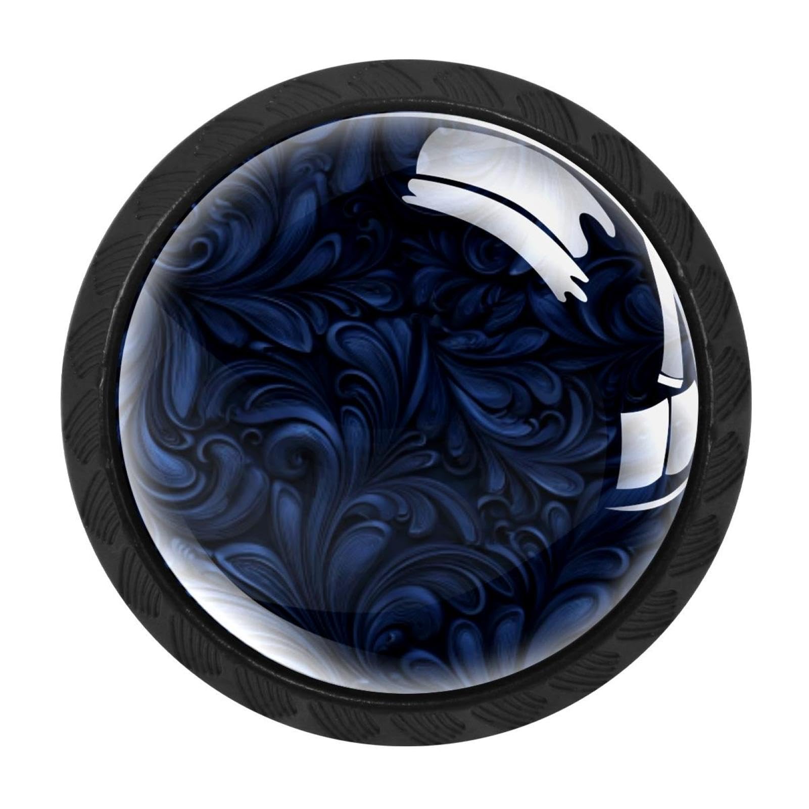 CHENZZZZ 4 Pieces Kitchen Cabinet Knobs Navy Blue Swirl Pattern (1) Drawer Knobs Dresser Knobs Drawer Pulls Door Knobs Dresser Drawer Handles Knobs for Dresser Drawers