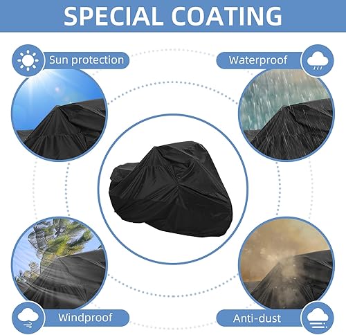 Miniatura 4 de Funda de triciclo para adultos, impermeable, para exteriores, fundas para bicicleta para 2 bicicletas, cubierta de bicicleta a prueba de polvo, sol,