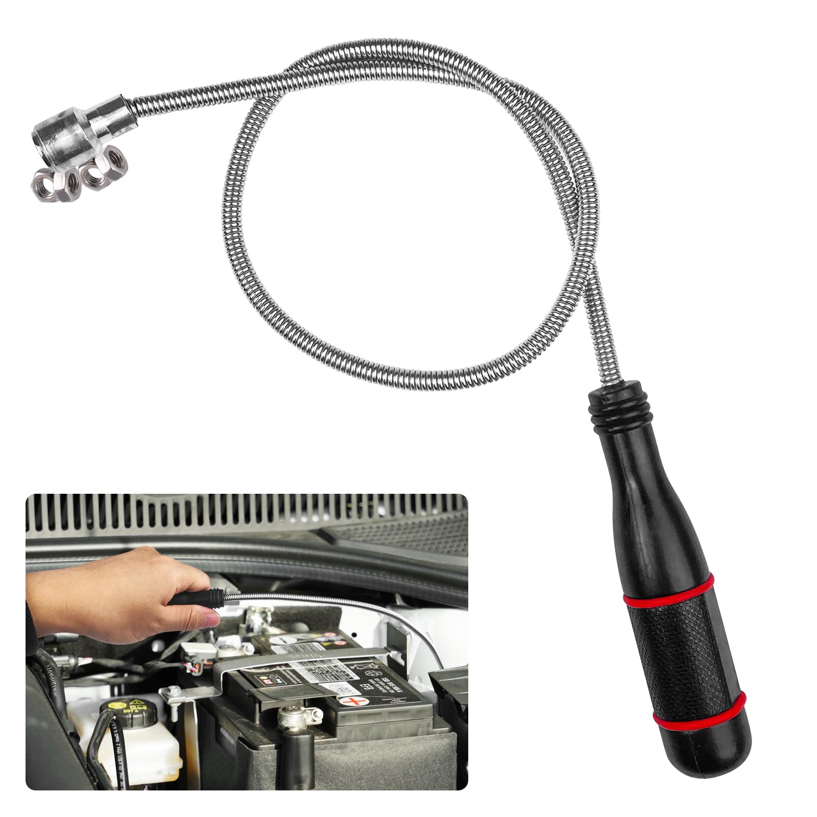 Lectorias 60CM Strumento di Magnetica, Asta Calamita Flessibile, Raccolta Magnetico, Strumento di Pickup Magnetico per Raccolta di Piccole Pezzi, Bulloni, Oggetti Metallici, Ricambi Auto