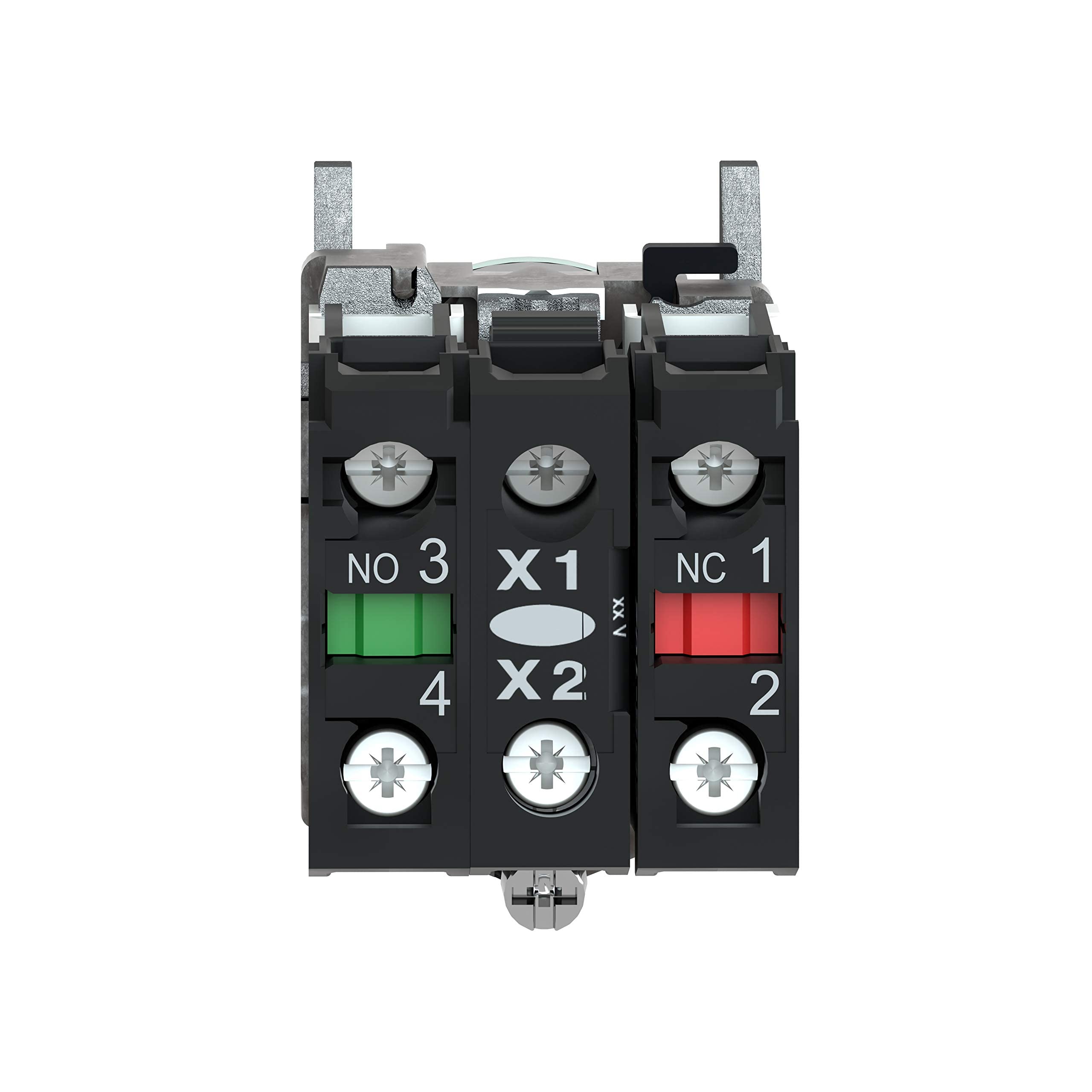 Schneider Electric XB4BW33M5 Pulsador Iluminado Diámetro 22, Retorno Resorte Nivelado, 240 V, 1 NA + 1 NC, Verde
