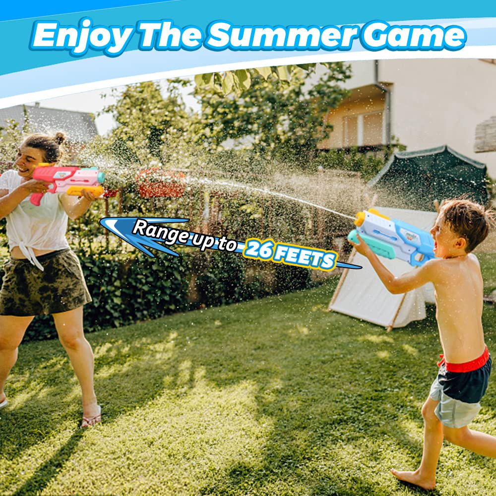Large Water Guns Toy Set 2 Pack for Kids Adults Cool Water Pistol Squirt for Beach Outdoor Swimimng Pool 1200 CC Water Blaster For Boy Girl Pool Party Favors Supplies Blue - Image 4