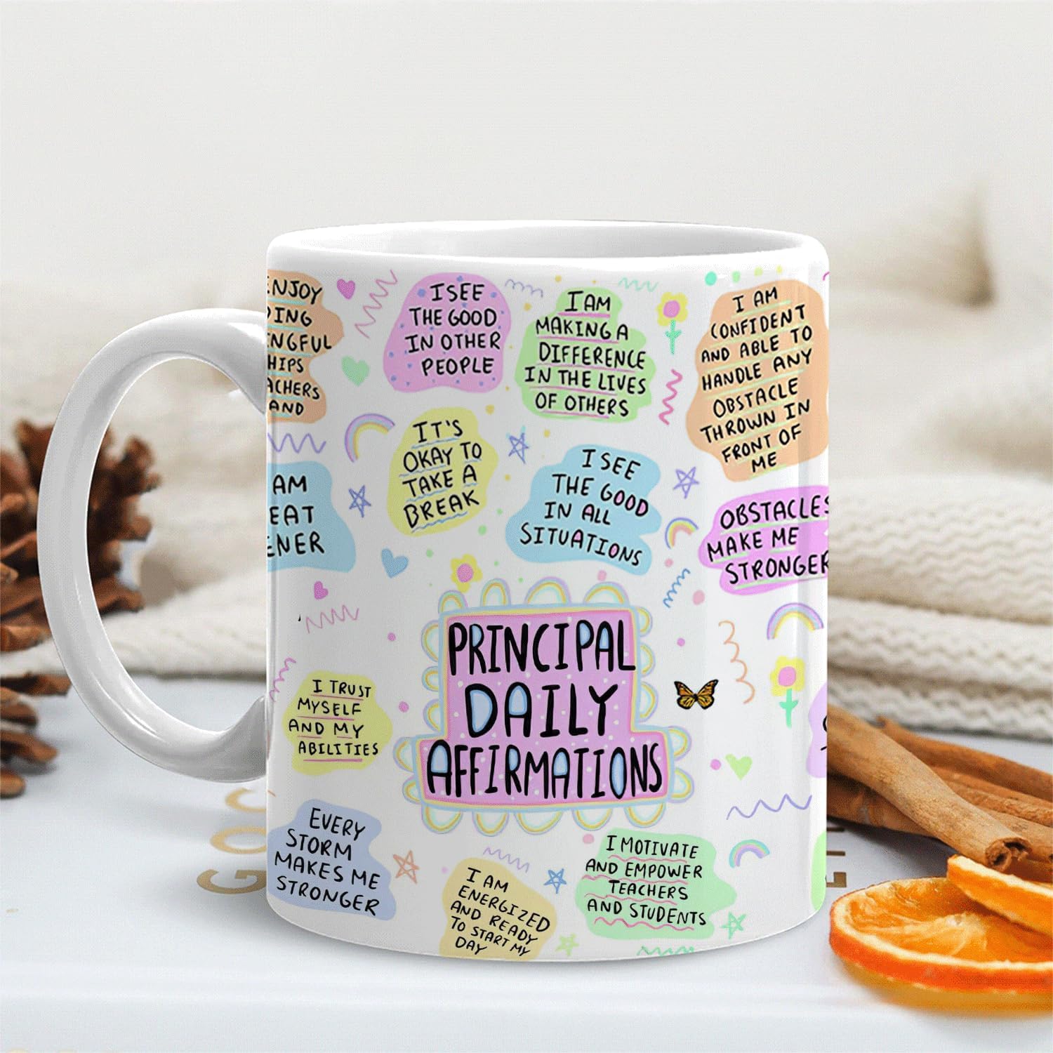 Principal Daily Affirmations Mug, Principal Appreciation Gifts Coffee Cup Ceramic, Gift for Principals, Inspirational Ceramic Coffee Tea Mug 11 oz - Image 4