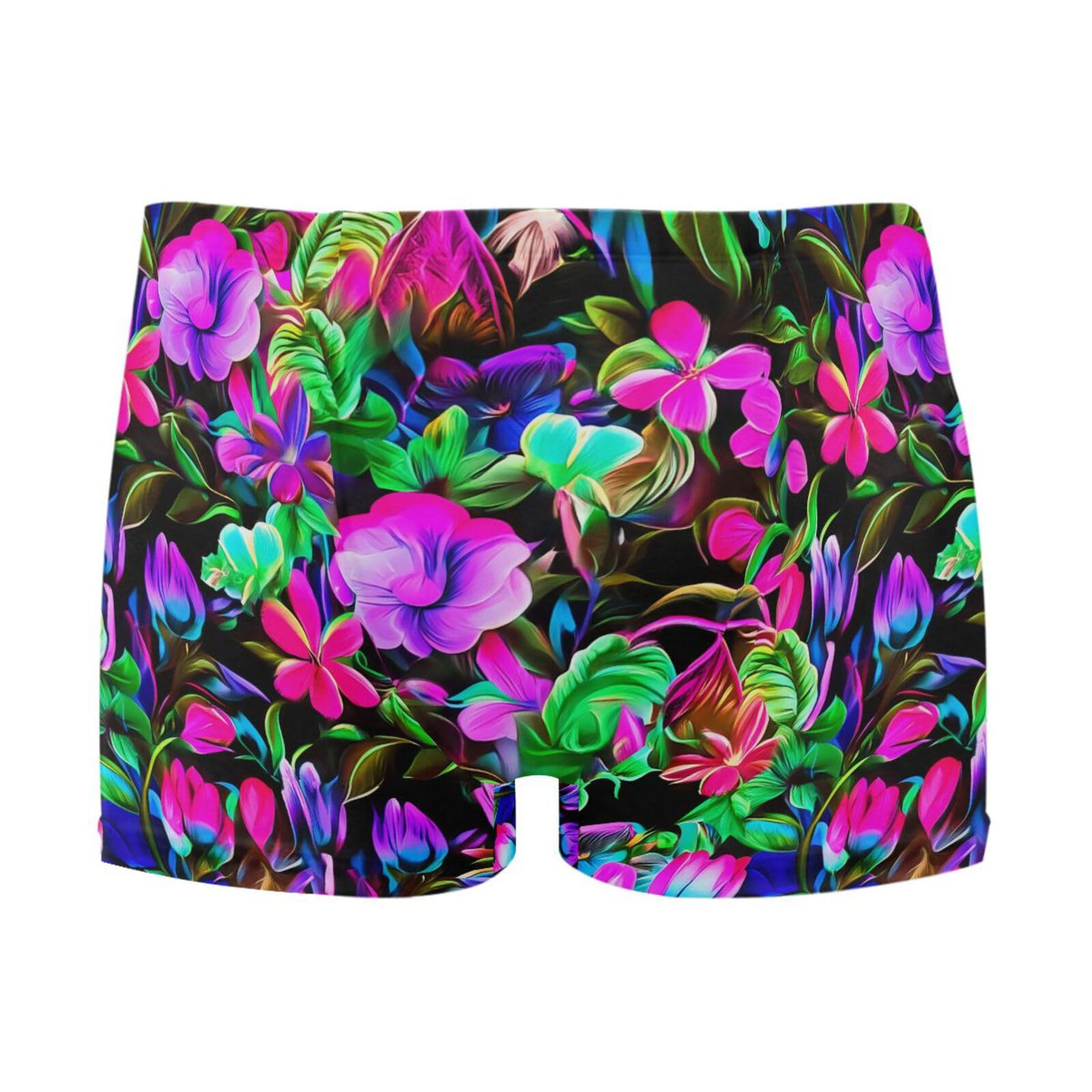 UMIRIKO Purple Flower Men's Swim Trunk Square Leg Swimsuit Swimwear Swim Briefs for Men 2XL 202c1618
