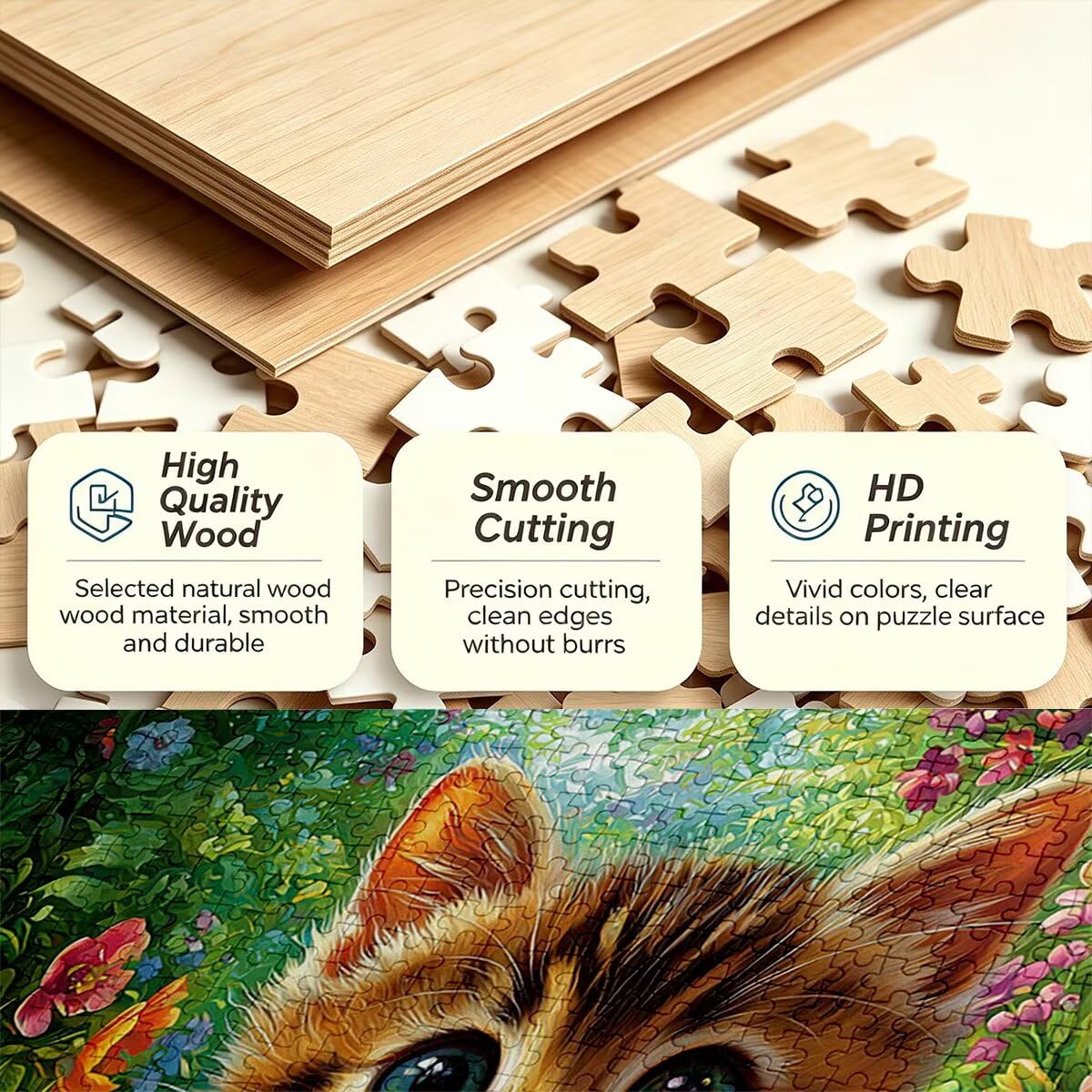 Puzzle 1000 Pezzi, Puzzle Gatto, Legno Pezzi, Regalo Donna Uomo -11621