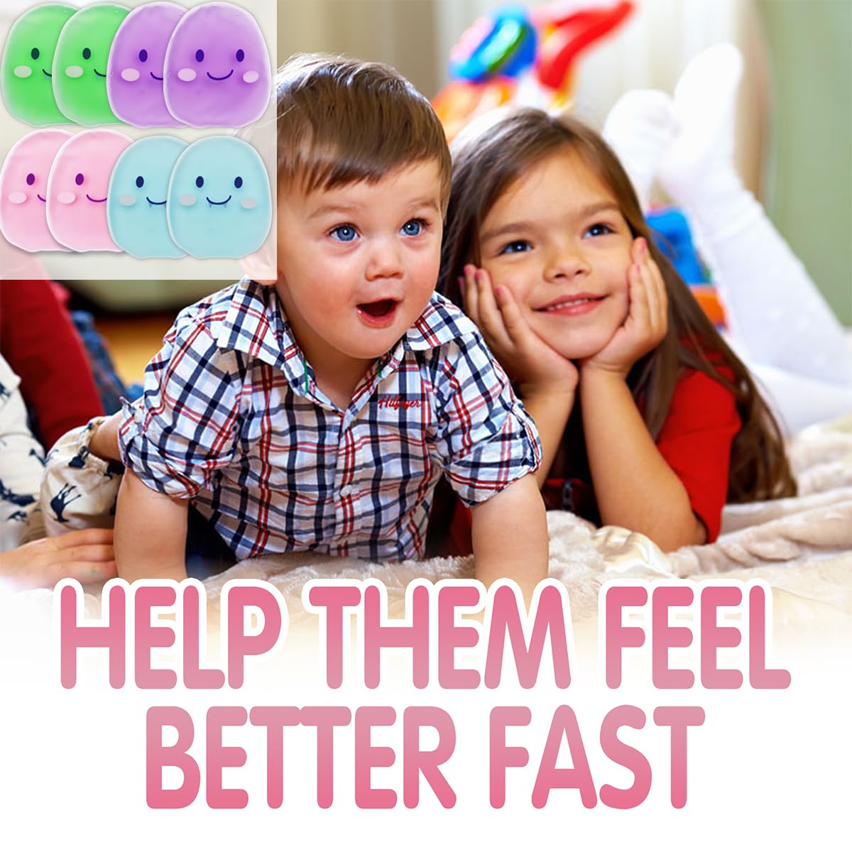 Boo Boo Lot de 8 blocs de glace pour enfants blessés, poche de glace avec housse souple pour soulager la douleur, la fièvre, les dents de sagesse, les premiers secours et la tête, le cou, les bras
