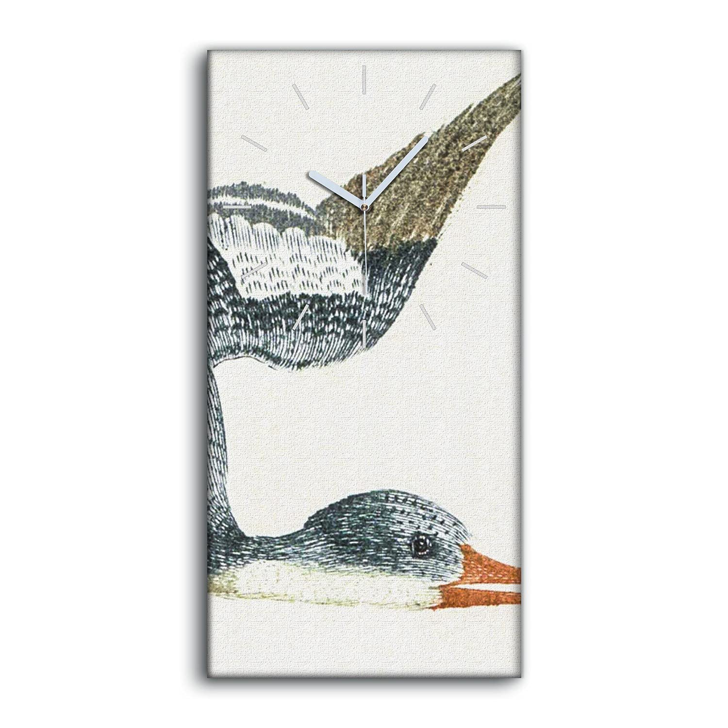 Horloge sur Toile Art Moderne 30x60cm Dessin Animalier Raffiné