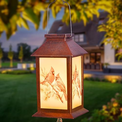 Vista 13 de JOBOSI Red Cap Green Colibrí Carillones de viento Regalos para mamá Carillones de viento Solares Colibríes Campanas de viento Brillantes Decoración