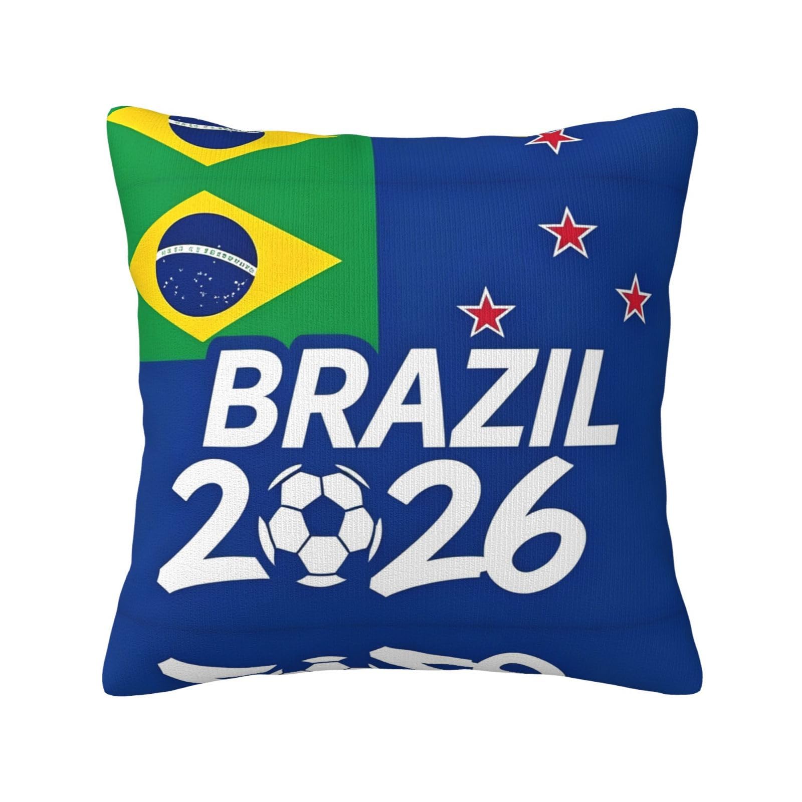 Brazil-Flag Print Decorative Throw Pillow Covers for Sofa, Outdoor and World Cup Celebrations