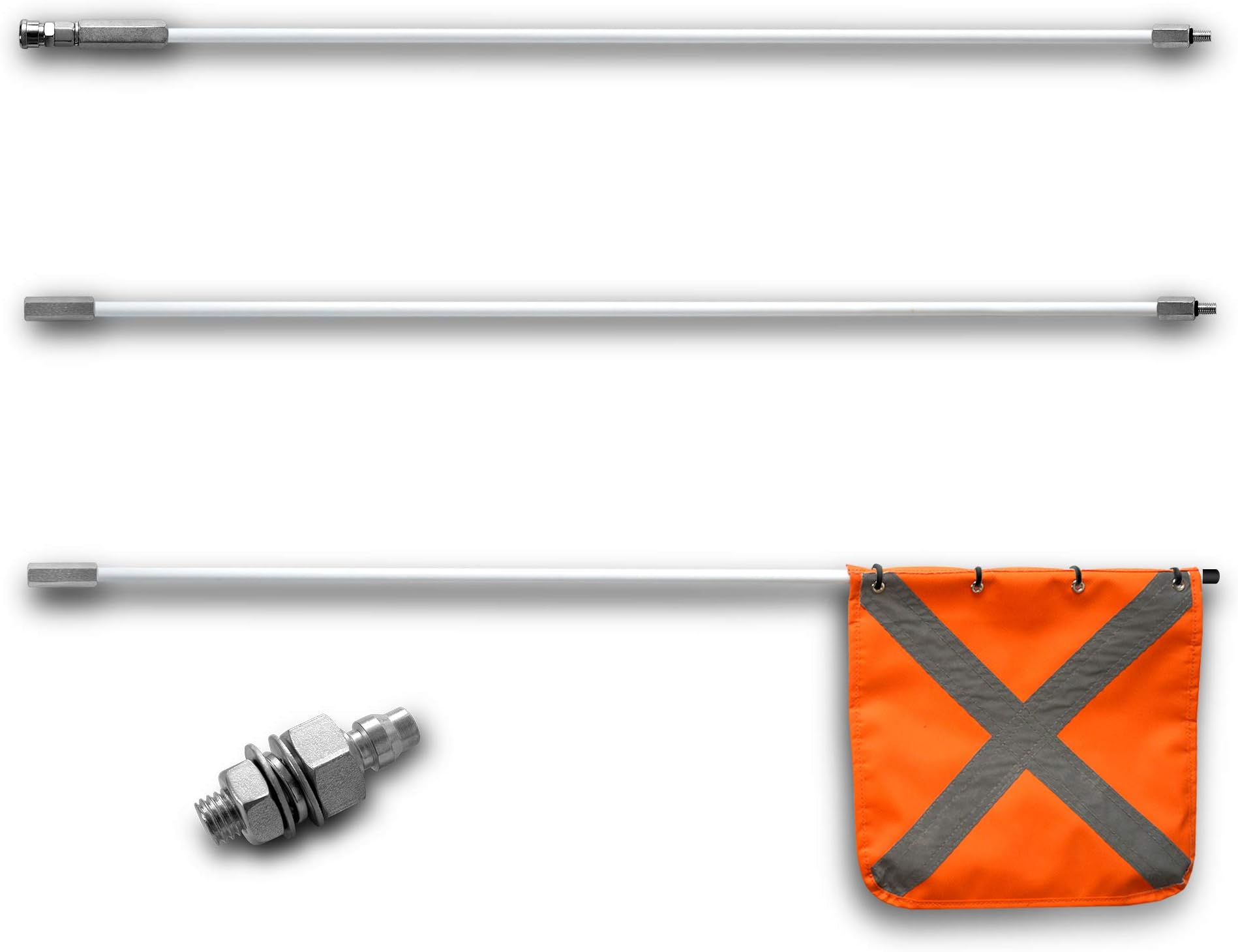 Off Road Safety Flag, with Quicker Connector Base & 11.8" x11.8" Heavy Duty PVC Reflective Flag, Suit for ATV, UTV, Offroad, Jeep & Truck. Can be Used as 3.3',6.6' or 10'.