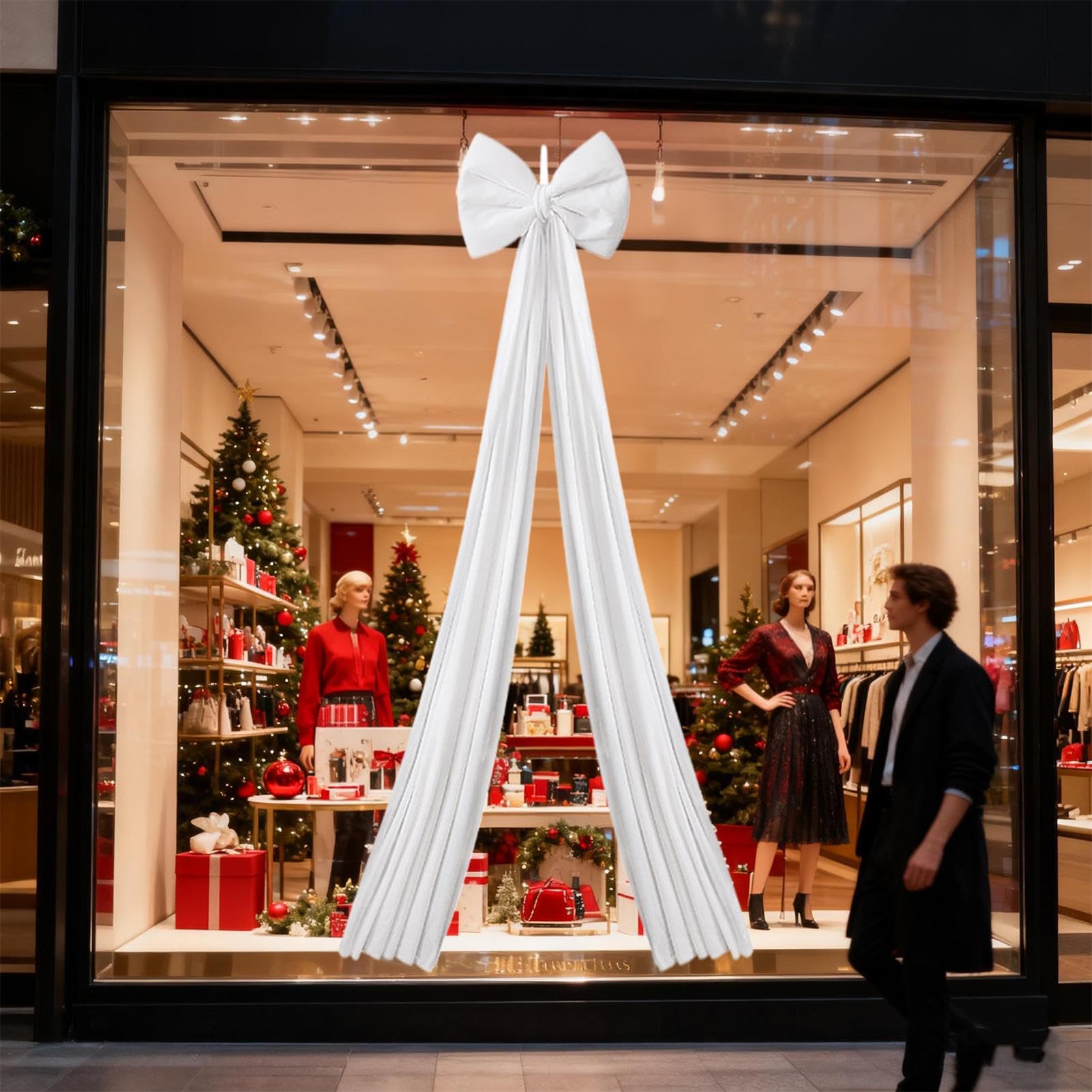 Lazo Gigante para Árbol de Navidad | Navideños De 2 M - Lazo De Terciopelo para Árbol Navideño Rústico | para Hogar Pared Chimenea Porche Oficina Fiesta Boda