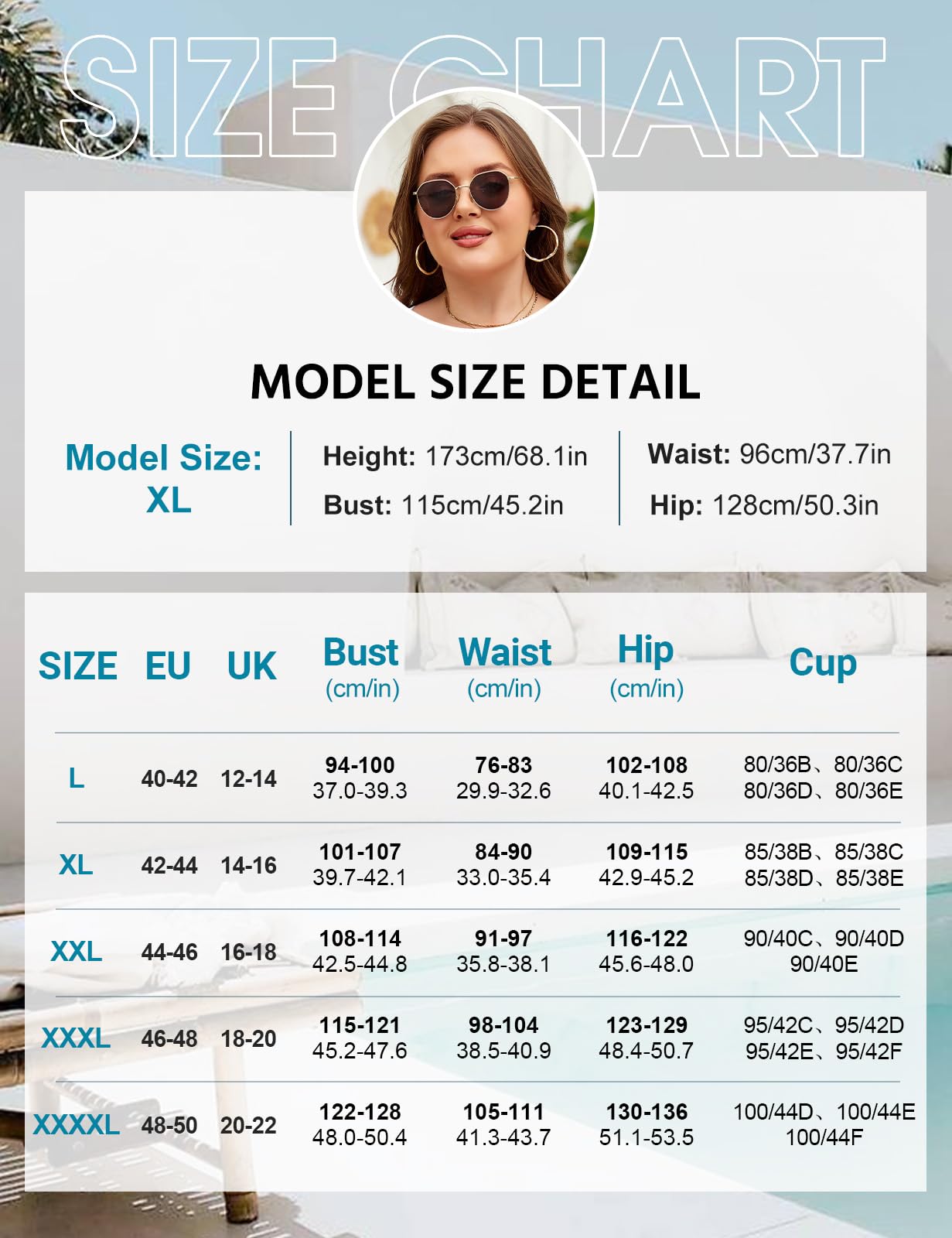 Costume Intero Donna Taglie Forti Curvy Costume da Bagno Sexy Scollo a V Push Up Costumi Donna Mare Contenitivo Beachwear L-4XL