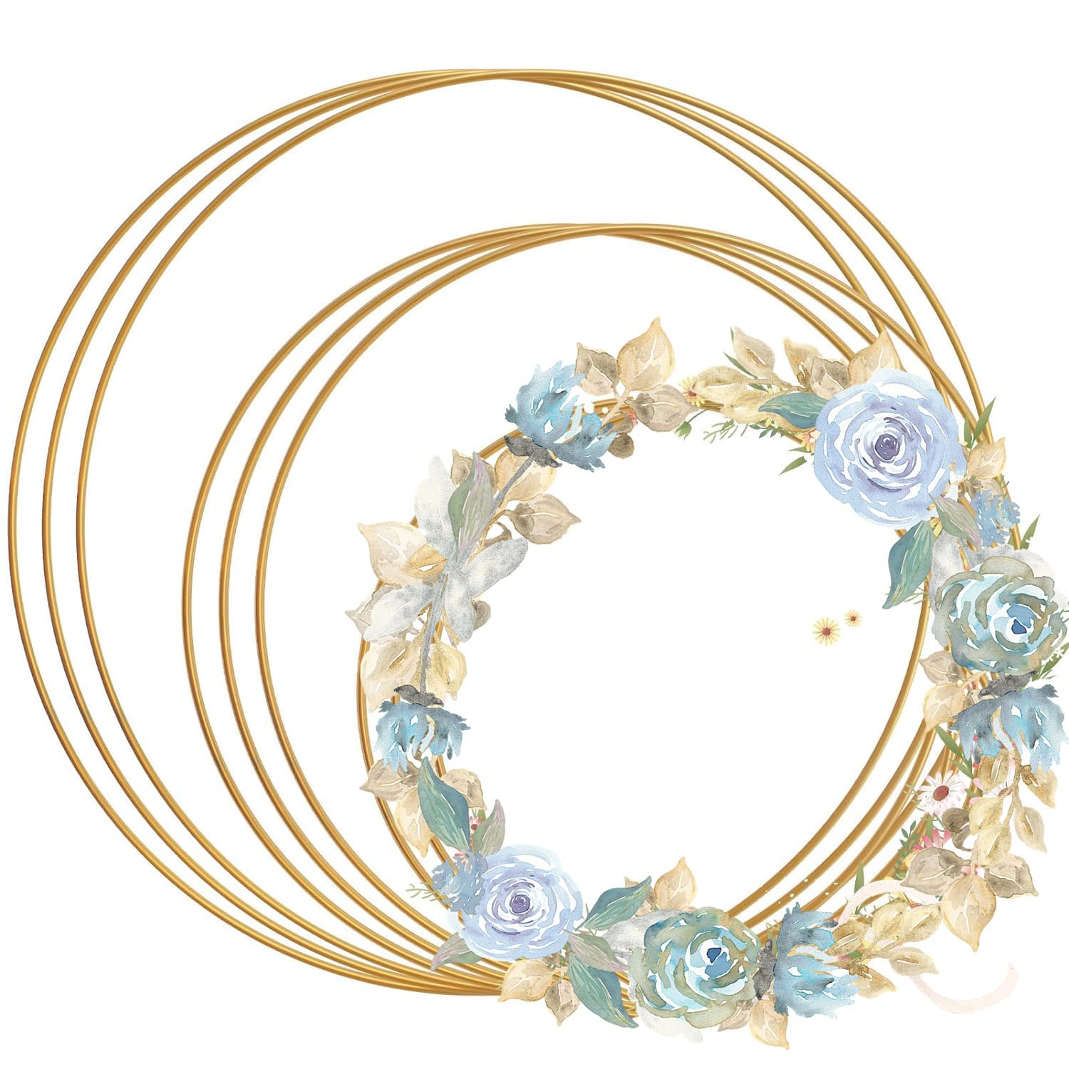Cercle Metal Cercle Attrape Rêve 9pcs 20Ccm 25cm 30cm Anneau Attrape Rêve Bricolage Couronne Cerceau Floral pour Décoration pour des Mariages des fêtes prénatales ou la d'intérieur(Doré)