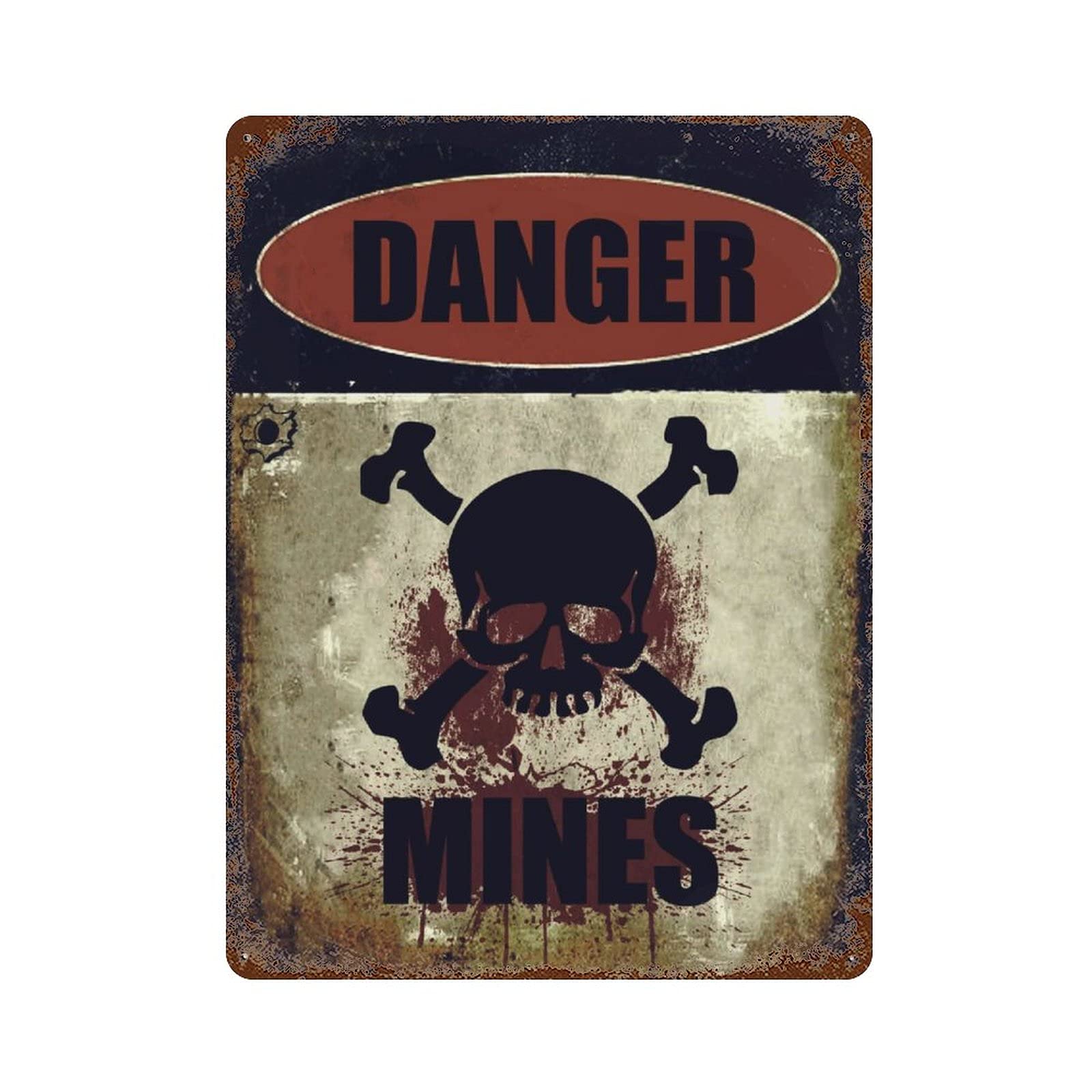 DANGER MINES Retro Metal Iron Painting Tin Sign Wall Decor Poster Vintage Aluminum Plaque 15.7"x11.8"